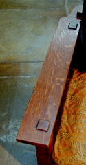 Detail true right arm, showing the quarter sawed white oak grain figure.